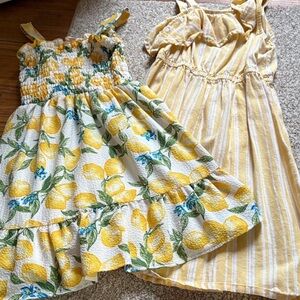 Chenault Lot of 2 Yellow Lemon Print Smocked Sundress for Kids